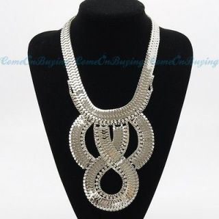 Fashion Silver Chain Number 8 Eight Hollow Out Pendant Bib Necklace