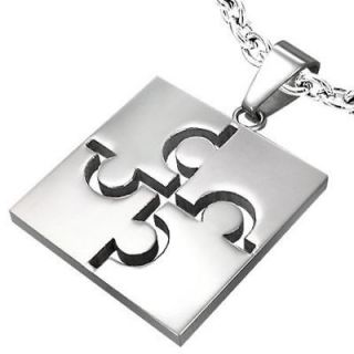 Puzzle Piece Autism Awareness Square Pendant Necklace 2