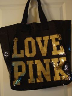 Victorias Secret Love Pink Tote Bag Purse School Satchel bling sequin