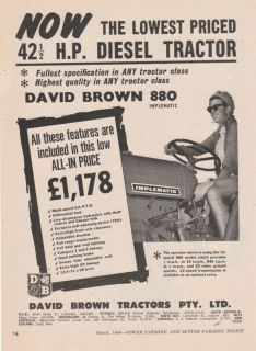 Vintage 1964 DAVID BROWN 880 IMPLEMATIC TRACTOR Advertisement