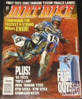 Dirt Bike Magazine November 2002 YZ125,KTM 525SX, KTM 125SX, KX125
