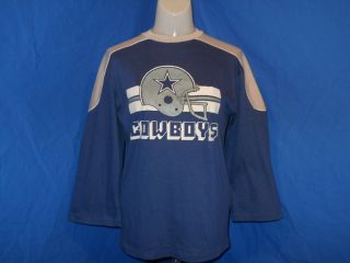 vintage 80S DALLAS COWBOYS HELMET PAJAMA TOP STYLE BLUE SOFT t shirt