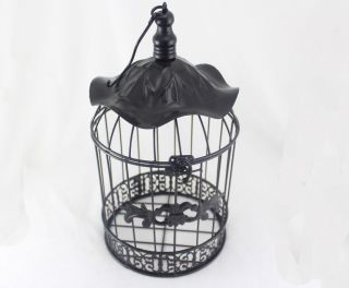 European Vintage black Iron Decorative Bottom Bird Cage/House pp NLZ2