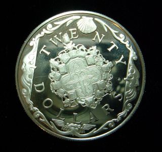 British Virgin Islands 1985 20 Dollars Coin, .925 Silver Proof Gold