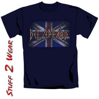 Def Leppard Vintage Style Union Jack Logo Official Mens T Shirt