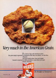 1985 Pete Rose photo Wheaties Cereal Box promo print ad