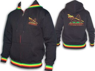 Jacket Jumper HOODIE Thick Rasta Lion Of Judah Embroidered Black UK