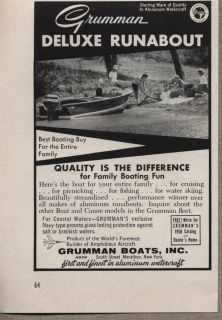 1958 Vintage Ad Grumman Deluxe Runabout Boats Marathon,New York