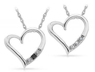 White OR All White Diamond Heart Pendant Necklace in Sterling Silver