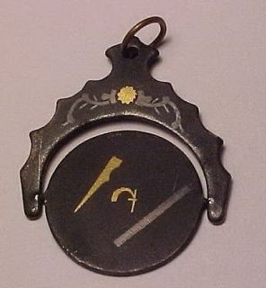 Masonic Watch Fob Spinner Black Gold And Silver Scarce & Rare md1581