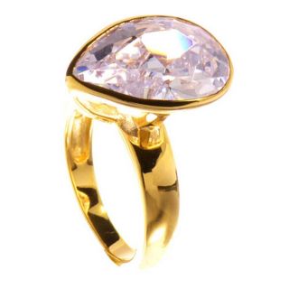 Gold Plated Sterling Silver Pear Shape Cubic Zirconia Right Hand Ring