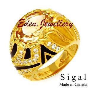 WOW David Sigal Citrine Ring Made in Canada GP Silver