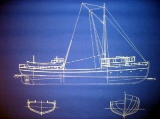 Vintage Menhaden Fishing Boat 1914 New England Blueprint Plan 23 x 27