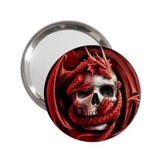 Red Goth Dragon Skull Mirror for Handbag Purse Desk Backpack Bag