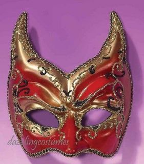 devil glitter half mask hot red gold halloween coatume accessory satan