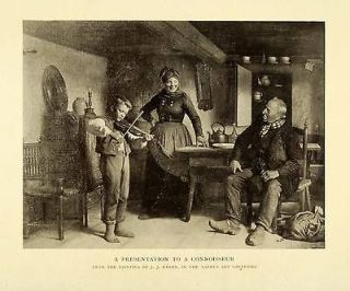 1909 Print Violin Denmark Costume JJ Exner Clog Music Traditional