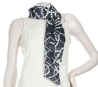 Dennis Basso Black with Silver Pearl Print Scarf A211496