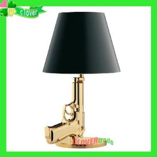 Modern Design Gold Gun Table Lamp LED Desk Lighting Beside Light House