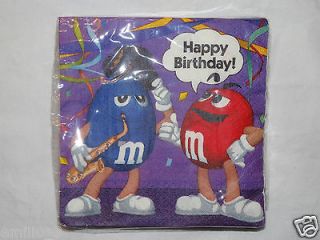 NEW IN PACKAGE M&M 16 CT HAPPY BIRTHDAY DESSERT NAPKINS PARTY SUPPLIES