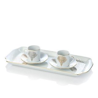 Ottoman Motif Porcelain 2 pcs Coffee Cups and Tray