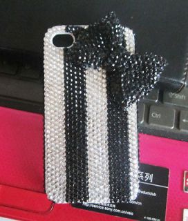 3D Handmade Bling diamond crystal iphone 4 4S back case cover black