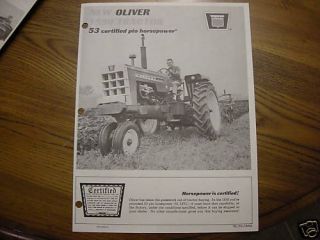Oliver 1550 tractor Dealer Brochure from sales manual