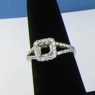 Verragio 18k W Gold Semi Mount Diamond Halo & Pave Wedding Ring .75CTW