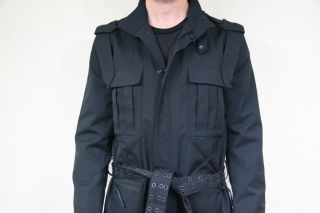 AW03 Luster Dior Homme Hedi Slimane Charcoal Wool Napoleon Jacket Pea