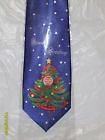 MUSICAL TIE ROYAL BLUE with SNOW FLAKES BALLS & CHRISTMAS TREE SILENT