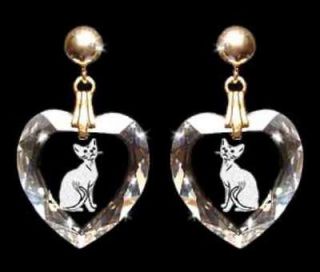 Devon Rex Cat Crystal Earrings Jewelry