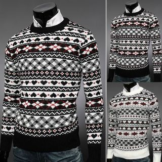 MD3068 Mens Korea stylish Homme knit Crewneck Shirts Casual Dandy