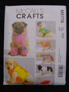 NEW McCalls M5776 Dog Puppy Clothes Pattern coat vest poncho scarf