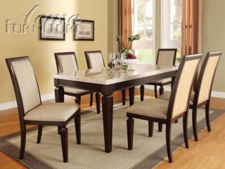 with White or Black Real Marble Top Dining Room Table Set Furniture