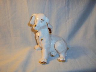 Capodimonte Spaniel Dog Figurine White Gold Highlights Made in Italy