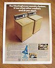 1972 Westinghouse Laundry System Ad Washer & Dryer