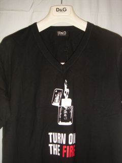 Dolce & Gabbana Turn on fire Graphic V Tee 54 Fit US L Reg $229