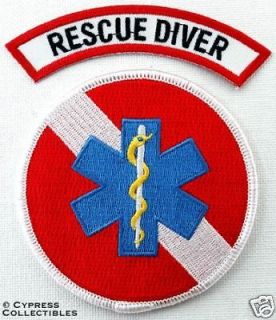LOT of 2 RESCUE DIVER PATCH   EMT/FIRST RESPONDER SCUBA   EMBROIDERED