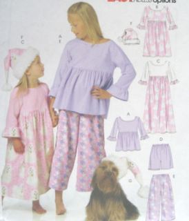 Girls Pajamas Pattern Gown Hat Dog Shorts Pants 5510