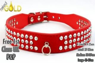 Pet Dog Genuine Leather Collars With Rhinestone And Heart Shaped