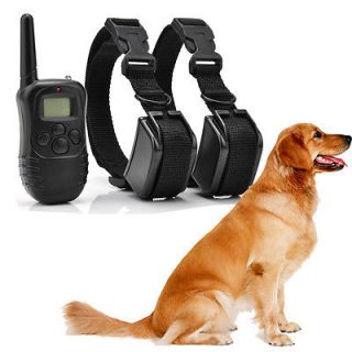 Rechargeable 2 Dog LCD Shock&Vibrate Remote Dog Training Collar US