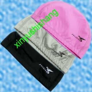 New Black Polyester Swimming Swim Bathing Hat Fabric PU Coating Cap