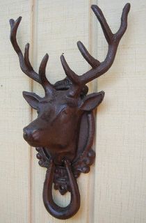 cast iron rustic buck DEER HEAD antlers DOOR KNOCKER el