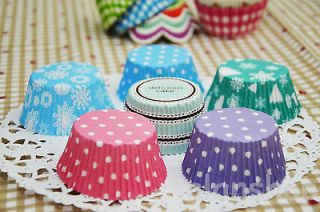 50 pcs Cup Cake and Muffin Paper purple blue pink baking cups liners