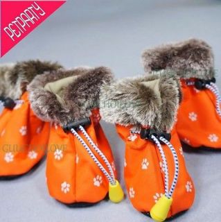 Orange 4 Non Skid Dog Shoes for Pet Boots #4 Waterproof Dog Rain Shoes