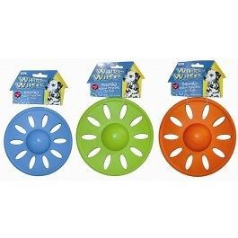 WHIRL WHEEL   JW Pet Asst Colors Fetch Squeaker Frisbee Rubber Dog Toy