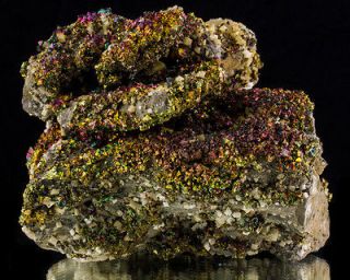 Neon Colors CHALCOPYRITE Shiny Crystals w/Dolomite MO for sale