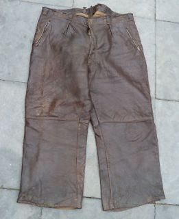 GERMAN WW2 ARMY LUFTWAFFE BROWN LEATHER FLYING TROUSERS