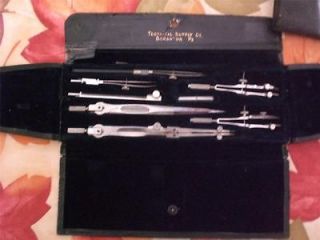 VINTAGE 8 PIECE DRAFTING SET WITH ORIGINAL CASE, TECHNICAL SUPPLY CO