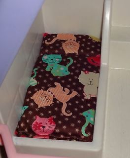 DOLLHOUSE BED MATTRESS for LITTLE TIKES BROWN WITH CATS mix &match