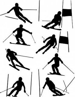 Downhill Skier Skiing Ski Sport Silhouette Vinyl Wall Art Sticker
